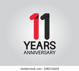 11 years anniversary black and red soft color for company celebration isolated on white background