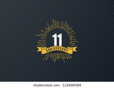 11 years anniversary celebration design with fireworks background