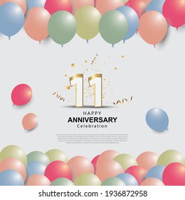 11 years anniversary celebration logo vector template design illustration