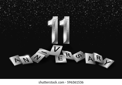 11 years anniversary celebration. Poster or brochure template. Vector illustration.