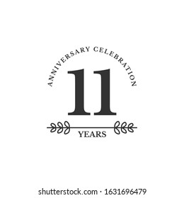 11 Years Anniversary Celebration Template Design. Vector Eps 10