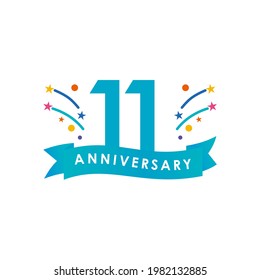 Ilustración de diseño de plantillas de vectores de celebración de 11 años. Vector Eps10