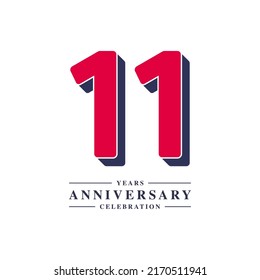Ilustración de diseño de plantillas vectoriales de celebración de 11 años