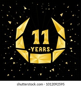 11 years anniversary design template. Low poly design.