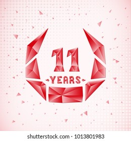 11 years anniversary design template. Low poly design.