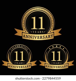 11 years anniversary logo collections. Set of 11th Anniversary logotype template. Vector and illustration.