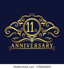 11 years Anniversary logo, luxurious 11th Anniversary design celebration.