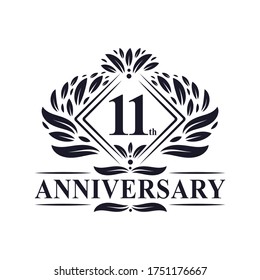 11 years Anniversary Logo, Luxury floral 11th anniversary logo.
