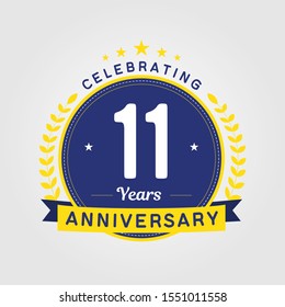 11 Years Anniversary Logo Template. Can be used for celebration event