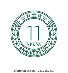 11 years anniversary logo template. 11th line art vector and illustration.