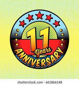 11 years anniversary logo. Vector and illustrations. Comics anniversary logo.