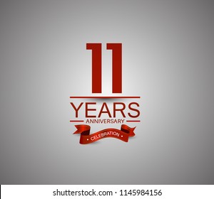 11 years anniversary logotype simple design with red ribbon for celebration purpose