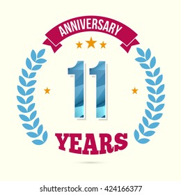 11 Years Anniversary with Low Poly Design and Laurel Ornaments