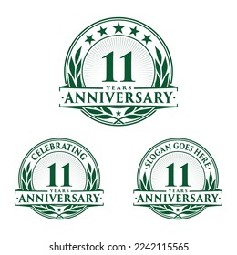 11-jähriges Bestehen. 11. Kollektion des Feierlichen Logos. Vektorgrafik und Illustration. 