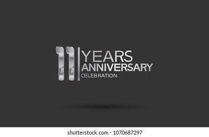 11 years anniversary silver design for celebration event isolated on black background 