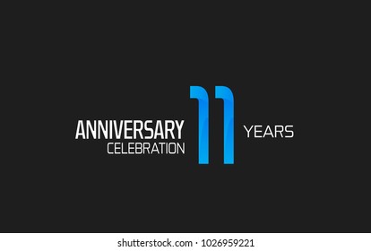 11 years anniversary simple design with blue and white color for celebration event