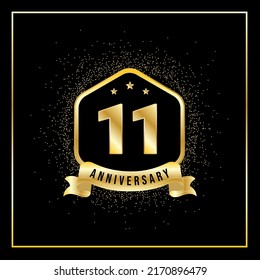 11 Years Anniversary Vector Tempalate for Greeting Card, Poster, Banner, or Print. VEctor Eps10
