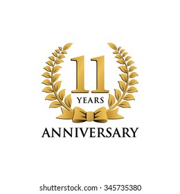 11 Years Anniversary Wreath Ribbon Logo 