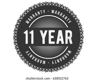 11 years black warranty label icon vector vintage grunge retro
