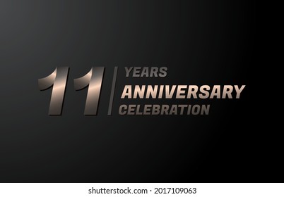 11 years gold anniversary celebration logotype, anniversary banner vector, isolated on black background