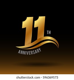 15 Anniversary Logo Gold Ribbon Template Stock Vector (Royalty Free ...