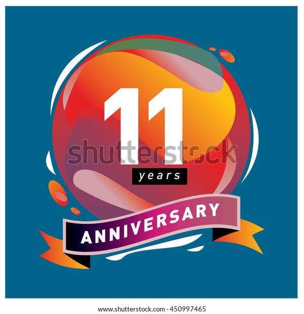 11 Years Greeting Card Anniversary Colorful Stock Vector (Royalty Free ...