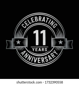Plantilla de diseño de logotipo de 11 años. Vector e ilustración del 11º aniversario.