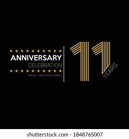 11 years old celebrating logo. happy anniversary 11th. Greetings celebrates.