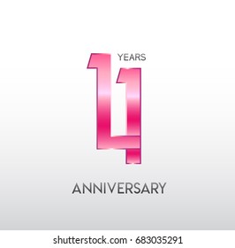 11 years pink anniversary. with overlapping number. for business, corporate, wedding, love, valentine logo celebration