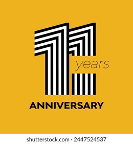 11 years retro anniversary vector template design illustration