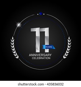 11 Years Silver anniversary logo, low poly design number