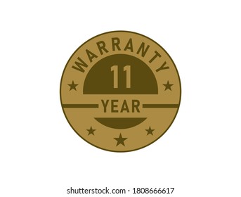11 years warranty golden badges isolated on white background. Warranty label