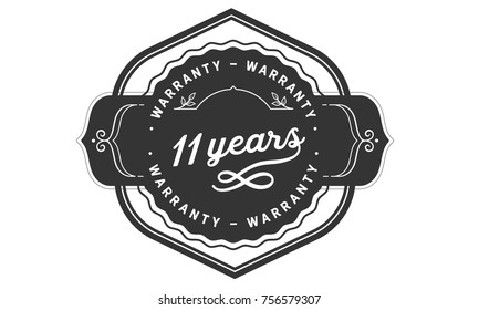 11 years warranty icon vintage rubber stamp guarantee