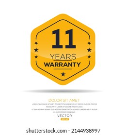 11 Years Warranty Seal Stamp, Vector Label.