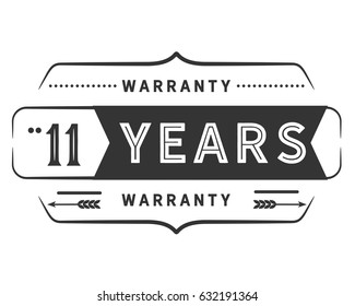 11 Years Warranty Vintage Vector Icon