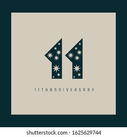 11 years,11th anniversary logo bold rounded letters celebration element vector