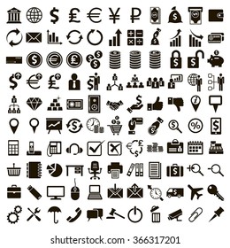 110 Black vector icons Bank and finance on a white background