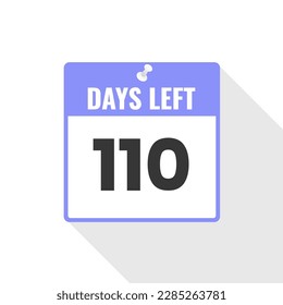 Icono de ventas de cuenta regresiva de 110 días a la izquierda. Faltan 110 días para ir Banner promocional