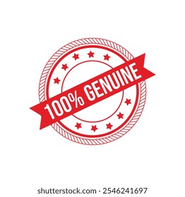 110% GENUINE Rubber stamp design. VECTOR ILLUSTRATION. 