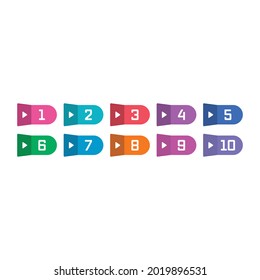 1-10 numbers on white background. colored buttons and 1-10 numbers