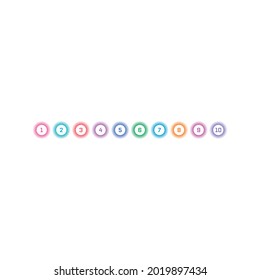 1-10 numbers on white background. colored circles and numbers 1-10