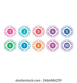 1-10 numbers in round. colorful 1-10 numbers concept