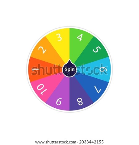 1-10 Random number generator wheel icon. Clipart image isolated on white background