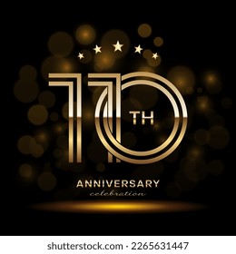 110 year anniversary celebration. Anniversary logo design with double line and golden text concept. Logo Vector Template Illustration