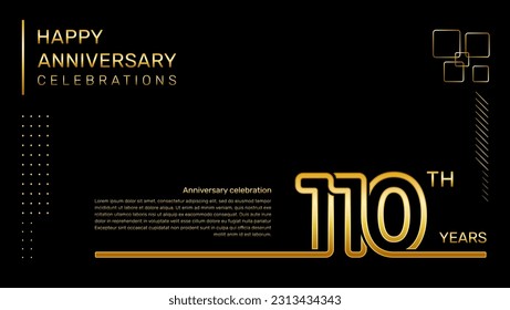 110 year anniversary template with gold color number and text, vector template