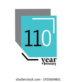 110 Year Anniversary Vector Template Design Illustration Blue Box Elegant White Background