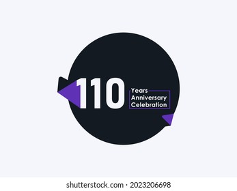 110 Years Anniversary Celebration badge with banner image isolated on white background