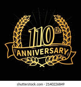 110 years anniversary celebration logotype. 110th anniversary logo. Vector and illustration.
