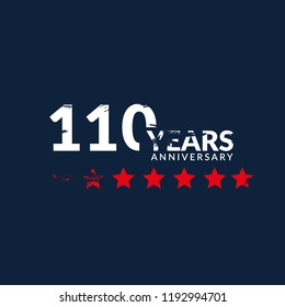 110 years anniversary celebration simple logo.grunge illustration
