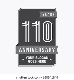 110 years anniversary design template. Vector and illustration.